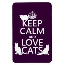 Keep Calm and Love Cats (in any colour) Vinyl Magnet