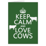 Keep Calm and Love Cows (all colours) Card