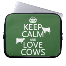 Keep Calm and Love Cows (all colours) Laptop Sleeves