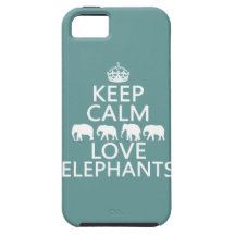Keep Calm and Love Elephants (customisable colours iPhone 5 Case
