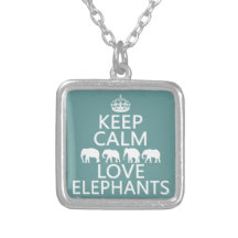 Keep Calm and Love Elephants (customisable colours Personalized Necklace