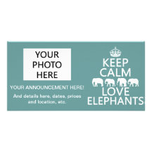 Keep Calm and Love Elephants (customisable colours Picture Card