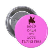 Keep Calm and Love Flying Pigs pink & brown print