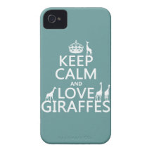 Keep Calm and Love Giraffes (any colour) iPhone 4 Covers