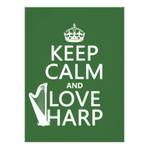 Keep Calm and Love Harp (any background color) Custom Announcements