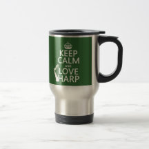 Keep Calm and Love Harp (any background color) Coffee Mugs