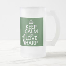 Keep Calm and Love Harp (any background color) Coffee Mugs