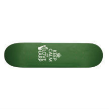 Keep Calm and Love Harp (any background color) Skate Boards
