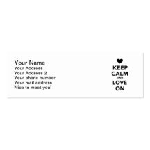 Keep calm and Love on Business Cards