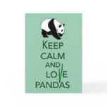 Keep Calm and Love Pandas Gift Art Print Greeting Cards