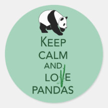 Keep Calm and Love Pandas Gift Art Print Round Sticker