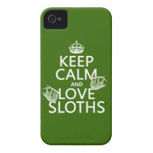 Keep Calm and Love Sloths (any background color) iPhone 4 Covers