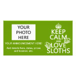 Keep Calm and Love Sloths (any background color) Photo Cards