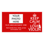 Keep Calm and Love Violin (any background color) Picture Card