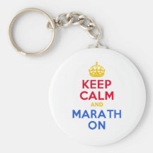 KEEP CALM and MARATH ON Keychains