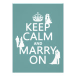 Keep Calm and Marry On (any colour background) Personalised Invites
