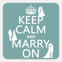 Keep Calm and Marry On (any colour background) Square Sticker