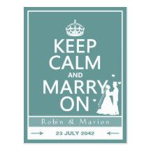 Keep Calm and Marry On - Bride and Groom Post Cards