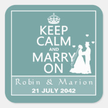 Keep Calm and Marry On - Bride and Groom Square Sticker