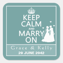Keep Calm and Marry On Lesbian Wedding Sticker