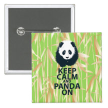 Keep Calm and Panda On Original Design Print Gift Pinback Buttons