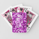 Keep calm and party glamour pink playing cards playing cards