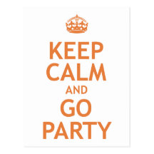 keep calm and party on postcards