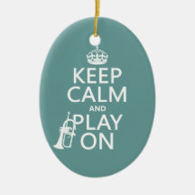 Keep Calm and Play On (cornet)(any color) Christmas Tree Ornaments