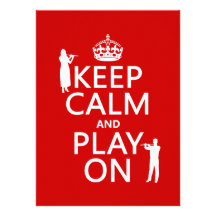 Keep Calm and Play On (flute)(any backgroundcolor) Custom Invitations