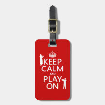 Keep Calm and Play On (flute)(any backgroundcolor) Travel Bag Tags