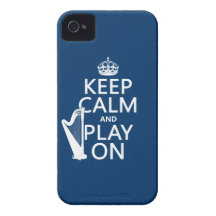 Keep Calm and Play On (harp)(any color) iPhone 4 Cover