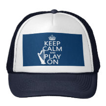 Keep Calm and Play On (harp)(any color) Mesh Hat