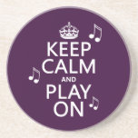 Keep Calm and Play on - music notes - all colours Beverage Coasters