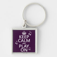 Keep Calm and Play on - music notes - all colours Key Chain