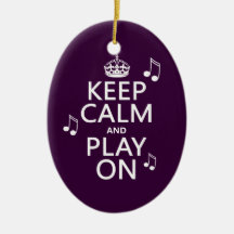 Keep Calm and Play on - music notes - all colours Christmas Tree Ornament
