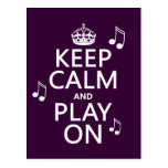 Keep Calm and Play on - music notes - all colours Post Cards