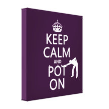 Keep Calm and Pot On (Snooker/Pool) Stretched Canvas Print