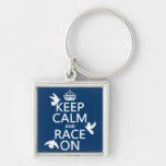Keep Calm and Race On (Pigeons) (all colours) Key Chains