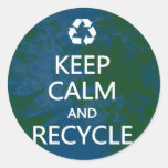 Keep Calm and Recycle Round Sticker