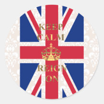 Keep calm and reign on round stickers