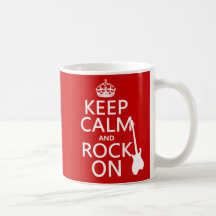 Keep Calm and Rock On (guitar)(any color) Mugs
