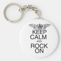 Keep Calm and Rock On Keychain