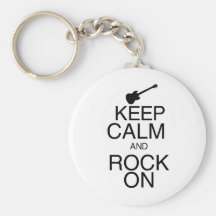 Keep Calm and Rock On Keychains