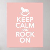 Keep Calm and Rock On rocking horse print  poster