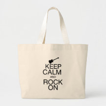 Keep Calm and Rock On Tote Bags