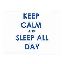 Keep calm and sleep post card
