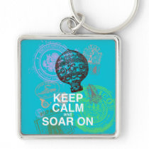 Keep Calm and Soar On fun art print Keychain