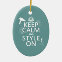 Keep Calm and Style On (any background color) Christmas Ornaments