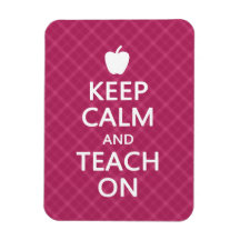 Keep Calm and Teach On, Pink Plaid Rectangular Magnets