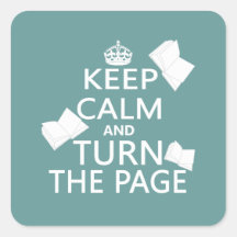Keep Calm and Turn The Page Square Sticker